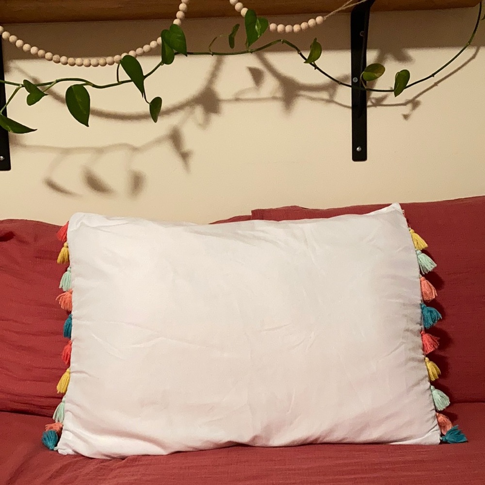 💫 Pillowfort | Boho White Tassel Pillow Cover